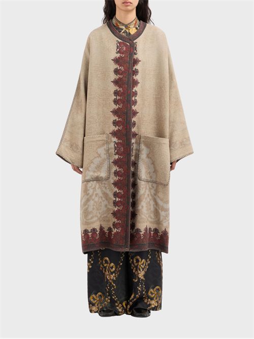 Oversized pure wool kimono with jacquard motif PIERRE-LOUIS MASCIA | KM12254519762